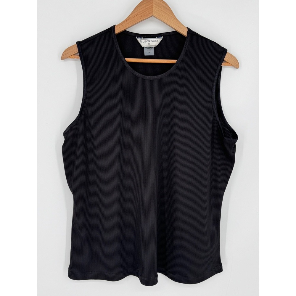 Allison Daley Women's Black Ribbed Textured Sleeveless Top Scoop Neck Size 2X G4